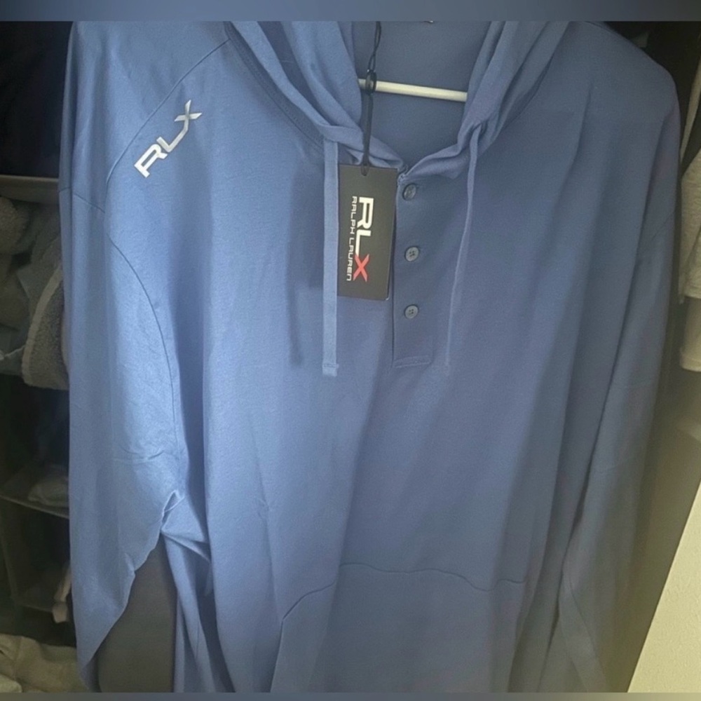Ralph Lauren RLX Mens Blue Hooded shirt